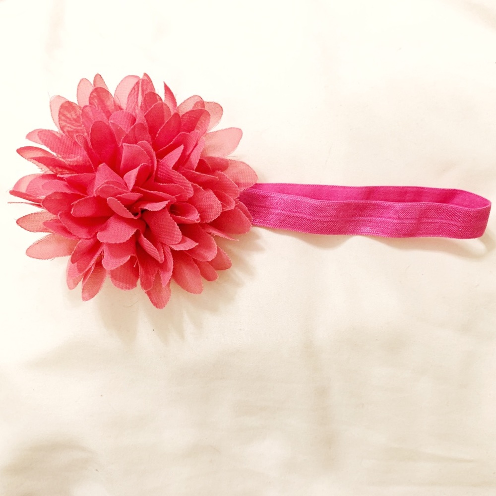 NWOT pink chiffon flower headband bow